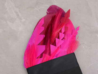Ombre Hot Pink and Burgundy Feather Pocket Square No.205 | Suit Accessory | Feather Neck Tie | Grooms Outfit | Groomsmen Gift | Wedding