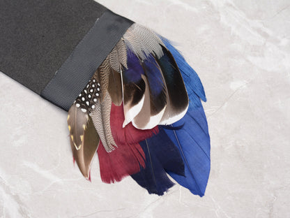 Navy Blue and Plum Duck Feather Pocket Square No.256 | Suit Accessory | Feather Neck Tie | Grooms Outfit | Groomsmen Gift