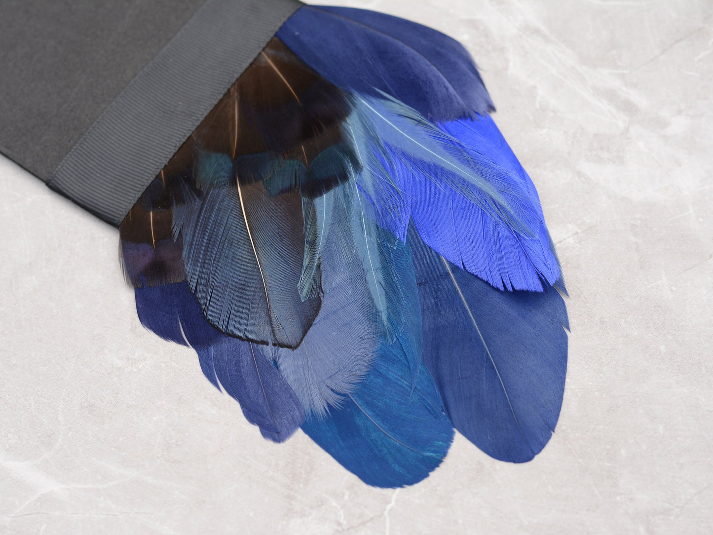 Shades of Navy Blue Feather Pocket Square No.268 | Suit Accessory | Feather Neck Tie | Grooms Outfit | Groomsmen Gift | Wedding