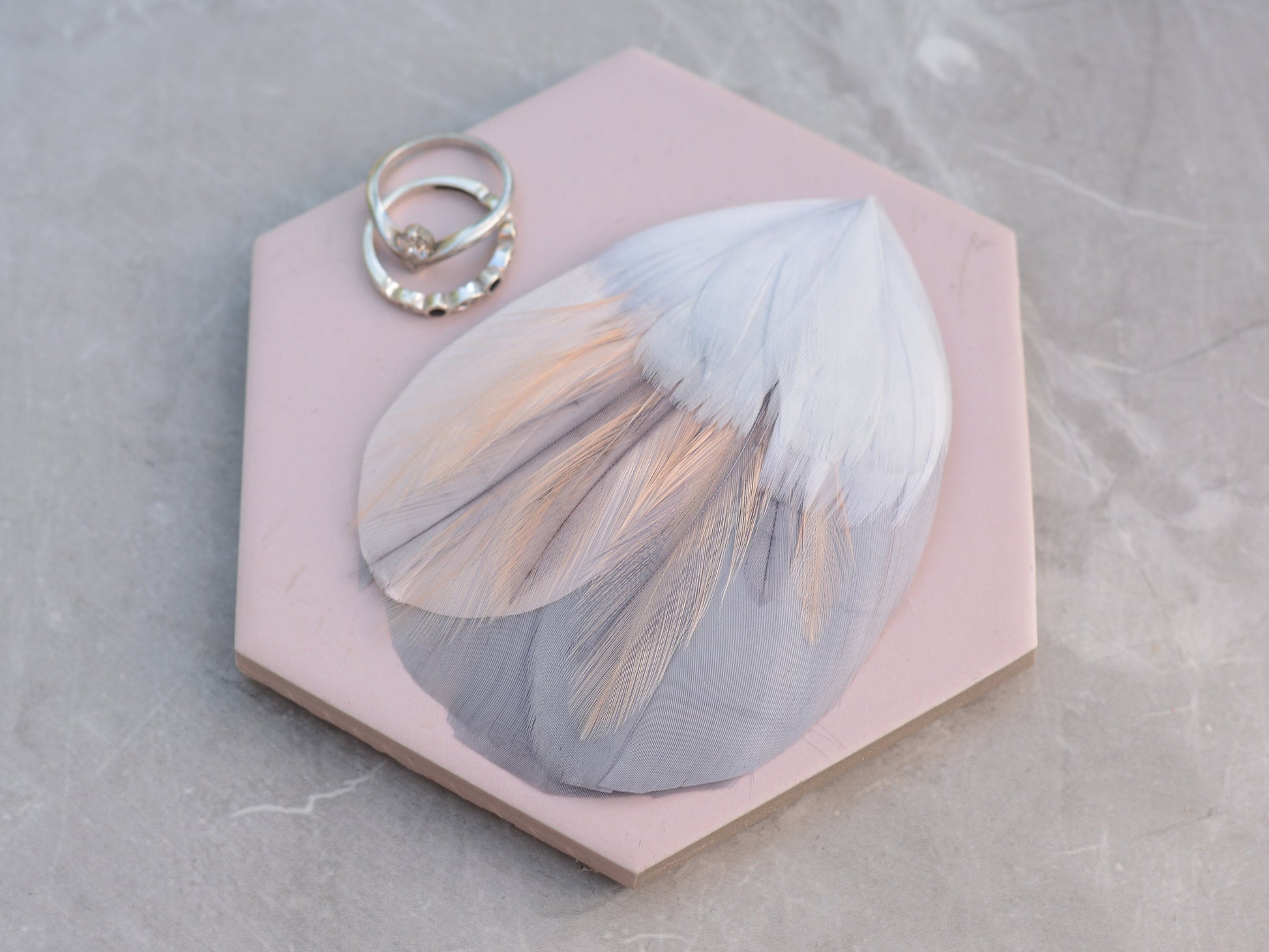 Feather Hair Clip in Grey and Blush Pink | Feather Fascinator | Feather Headpiece | Bridal Hair Clip | Bridesmaids Hair Clip
