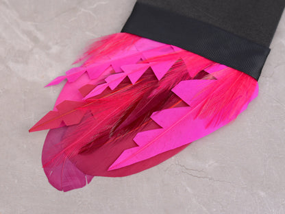 Ombre Hot Pink and Burgundy Feather Pocket Square No.205 | Suit Accessory | Feather Neck Tie | Grooms Outfit | Groomsmen Gift | Wedding