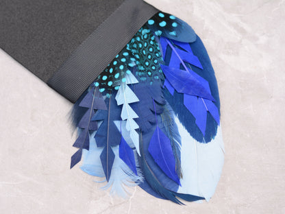 Shades of Blue Feather Pocket Square No.259 | Suit Accessory | Feather Neck Tie | Grooms Outfit | Groomsmen Gift