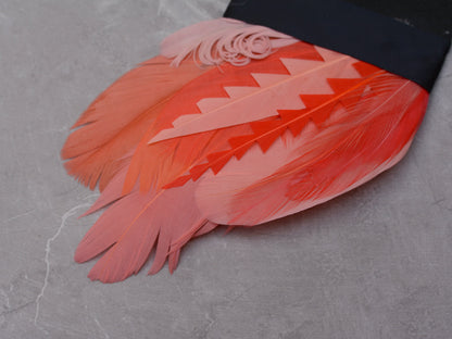 Ombre Flamingo, Coral and Blush Pink Feather Pocket Square No.278 | Suit Accessory | Feather Neck Tie | Grooms Outfit | Groomsmen | Wedding