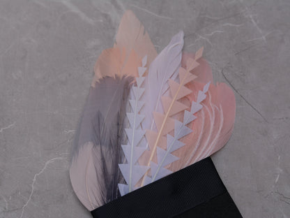 Ombre Grey and Blush Pink Feather Pocket Square No.271 | Suit Accessory | Feather Neck Tie | Grooms Outfit | Groomsmen Gift | Wedding