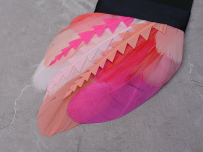 Ombre Magenta, Coral and Blush Pink Feather Pocket Square No.275 | Suit Accessory | Feather Neck Tie | Grooms Outfit | Groomsmen | Wedding