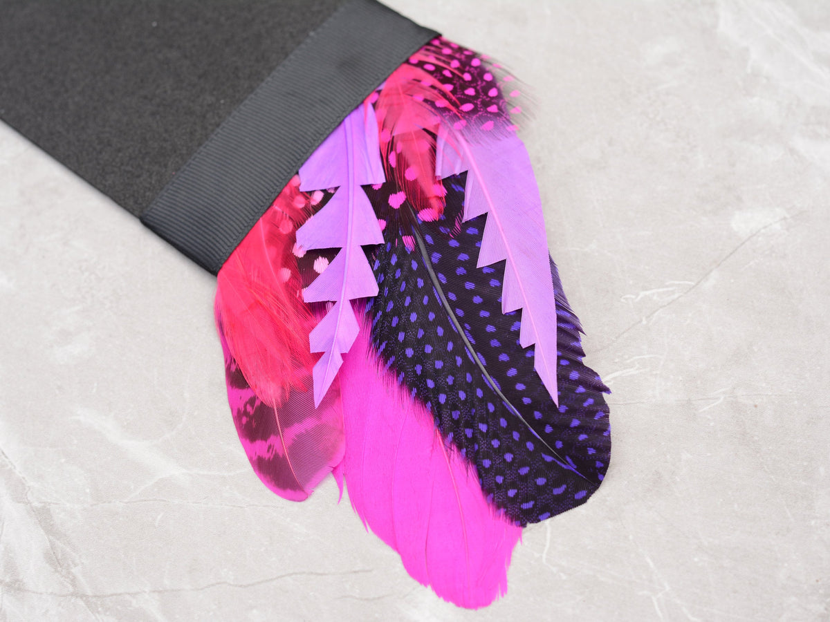 Purple and Pink Spotted Feather Pocket Square No.267 | Suit Accessory | Feather Neck Tie | Grooms Outfit | Groomsmen Gift | Wedding