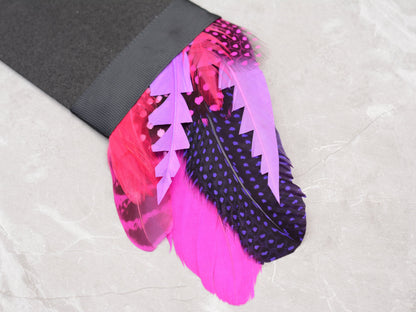 Purple and Pink Spotted Feather Pocket Square No.267 | Suit Accessory | Feather Neck Tie | Grooms Outfit | Groomsmen Gift | Wedding