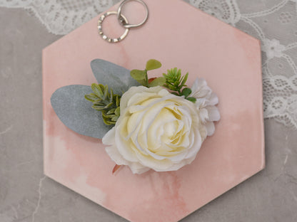 Flower Hair Clip in Ivory Rose and Anemone, Bridesmaids Hair Clip, Bridal Hair Clip