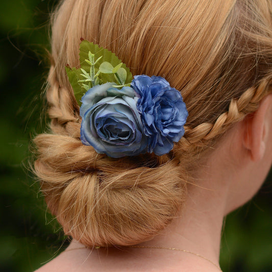 Flower Hair Clip in Blue | Bridal Hair Clip | Bridesmaids Hair Clip | Floral Headpiece | Flower Girl