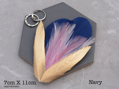 Feather Hair Clip in Navy Blue and Gold | Blue Feather Hair Clip | Navy Blue Fascinator