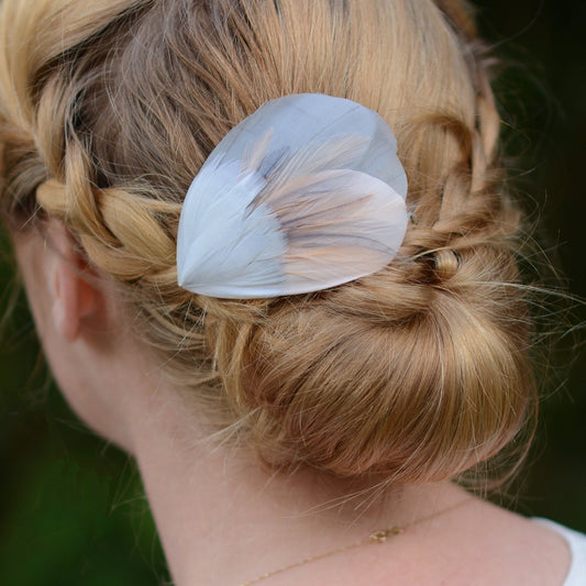 Feather Hair Clip in Grey and Blush Pink | Feather Fascinator | Feather Headpiece | Bridal Hair Clip | Bridesmaids Hair Clip