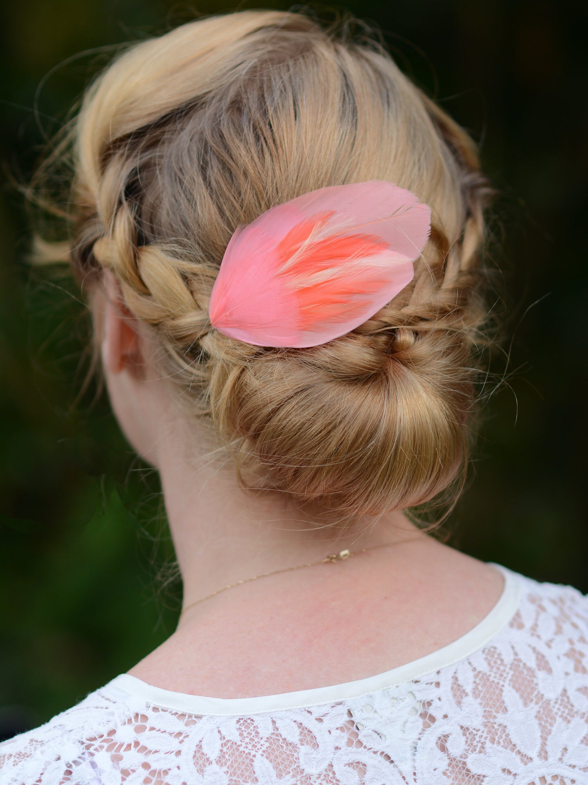 Feather Hair Clip in Coral and Flamingo Pink | Feather Fascinator | Feather Headpiece | Bridal Hair Clip | Bridesmaids Hair Clip