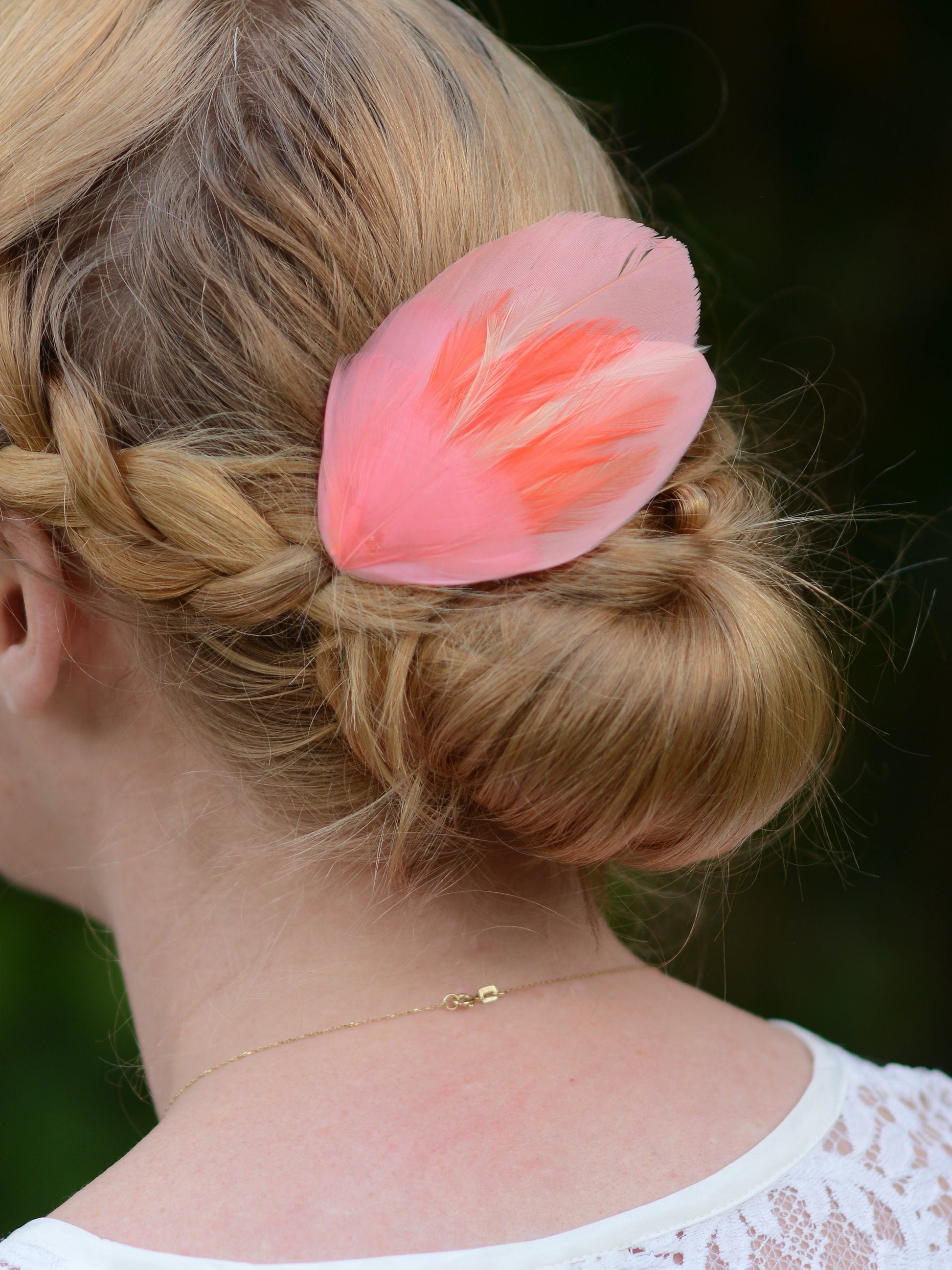 Feather Hair Clip in Coral and Flamingo Pink | Feather Fascinator | Feather Headpiece | Bridal Hair Clip | Bridesmaids Hair Clip