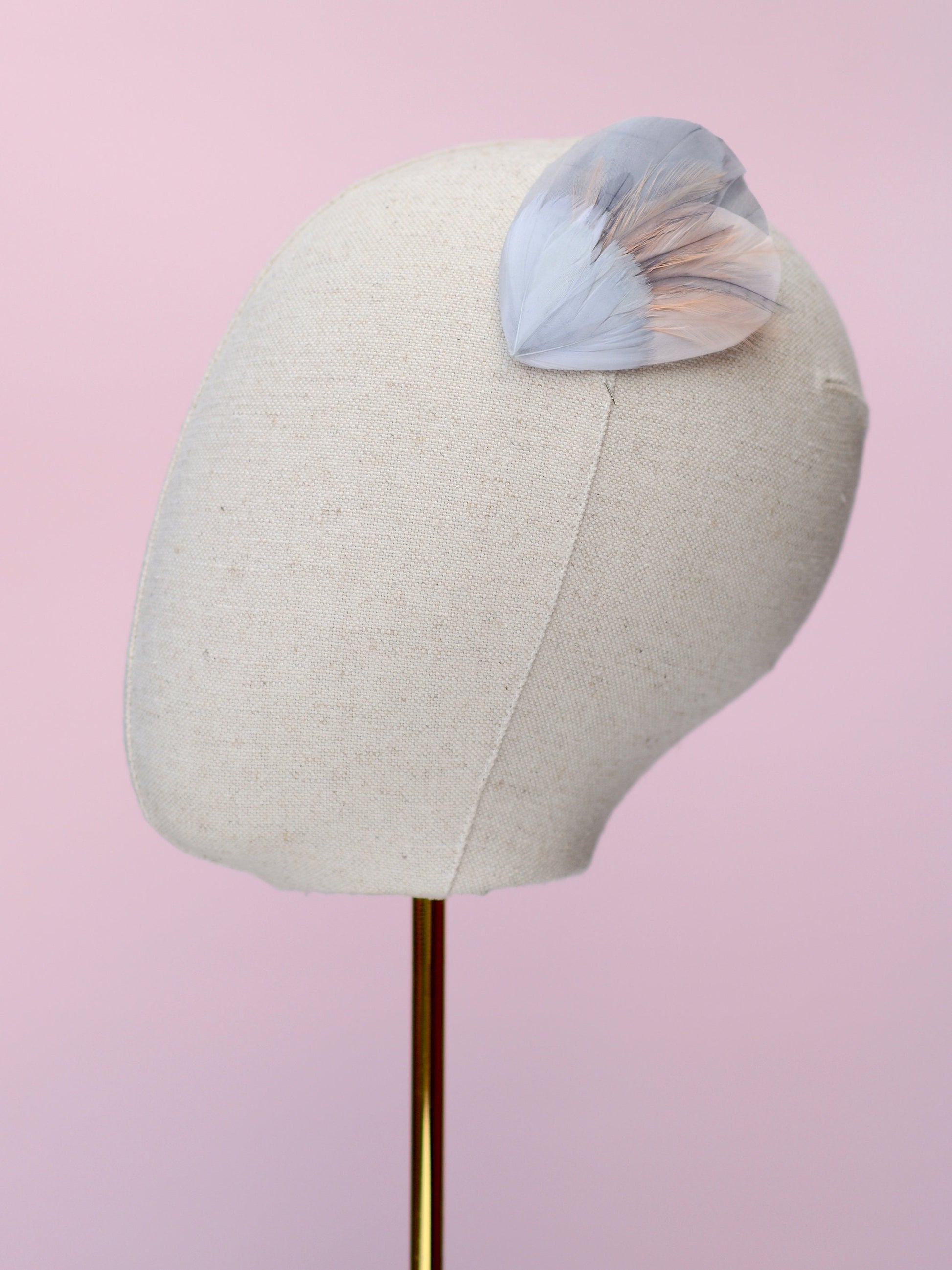 Feather Hair Clip in Grey and Blush Pink | Feather Fascinator | Feather Headpiece | Bridal Hair Clip | Bridesmaids Hair Clip