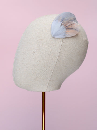 Feather Hair Clip in Grey and Blush Pink | Feather Fascinator | Feather Headpiece | Bridal Hair Clip | Bridesmaids Hair Clip