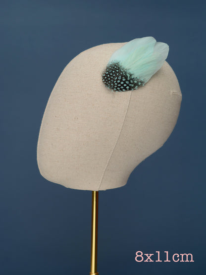 Feather Fascinator in Mint Green and Polka Dot | Mint Feather Hair Clip | Mint Feather Headpiece | Wedding Fascinator | Bridal Headpiece