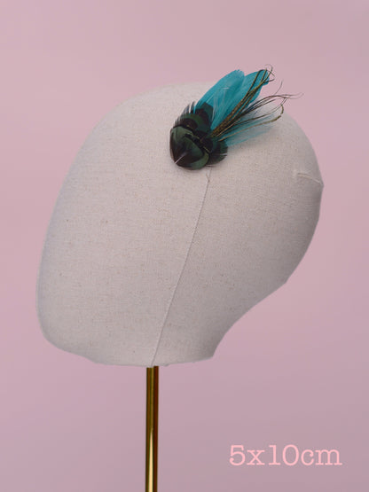 Teal and Green Feather Hair Clip | Pheasant Feather Hair Clip | Feather Fascinator | Bridal | Bridesmaid Hair Clip | Wedding Fascinator