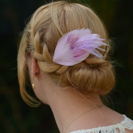 Feather Hair Clip in Pastel Lavender and Lilac | Feather Fascinator | Feather Headpiece | Bridal Hair Clip | Bridal Headpiece | Bridesmaids