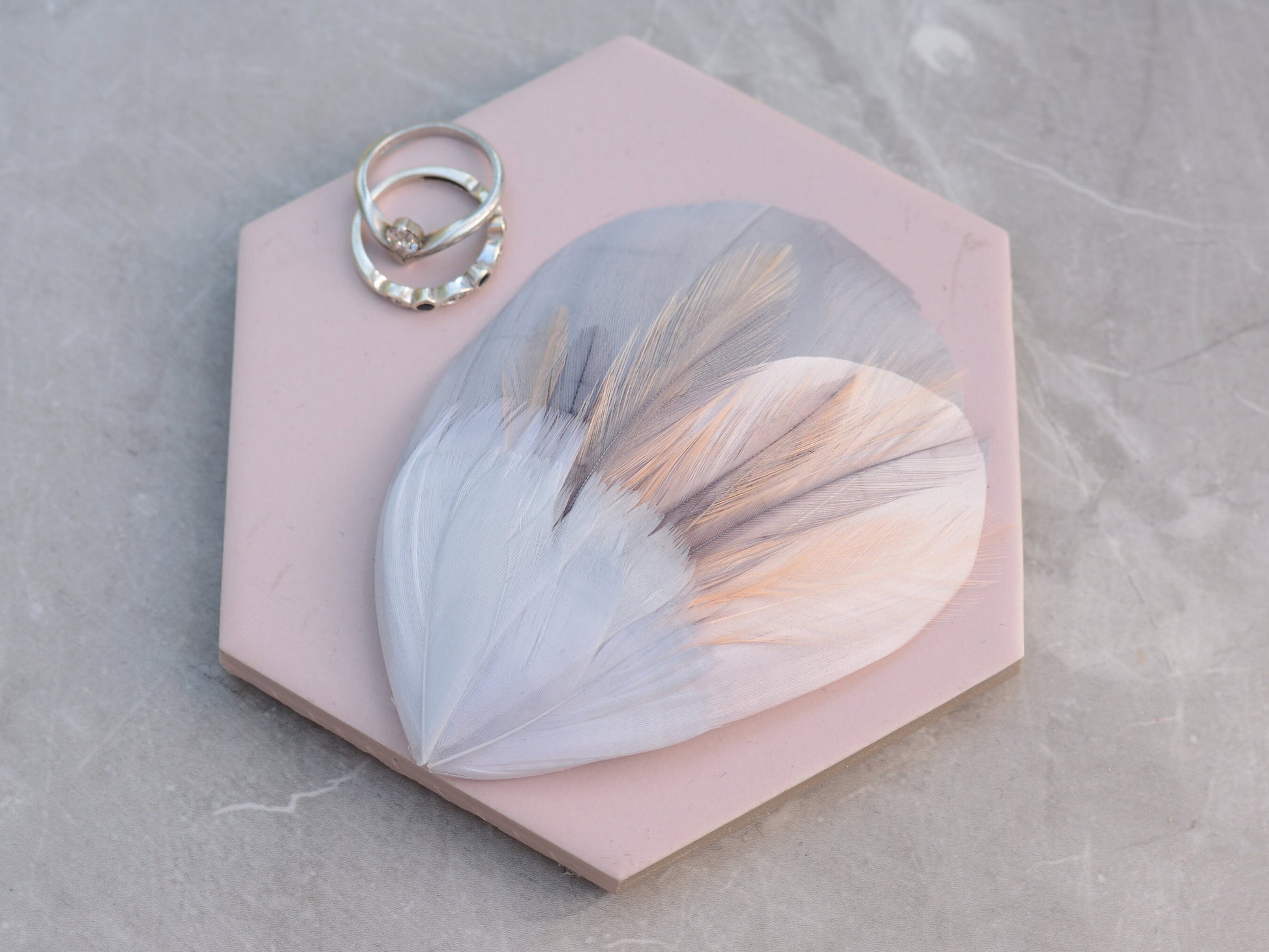 Feather Hair Clip in Grey and Blush Pink | Feather Fascinator | Feather Headpiece | Bridal Hair Clip | Bridesmaids Hair Clip