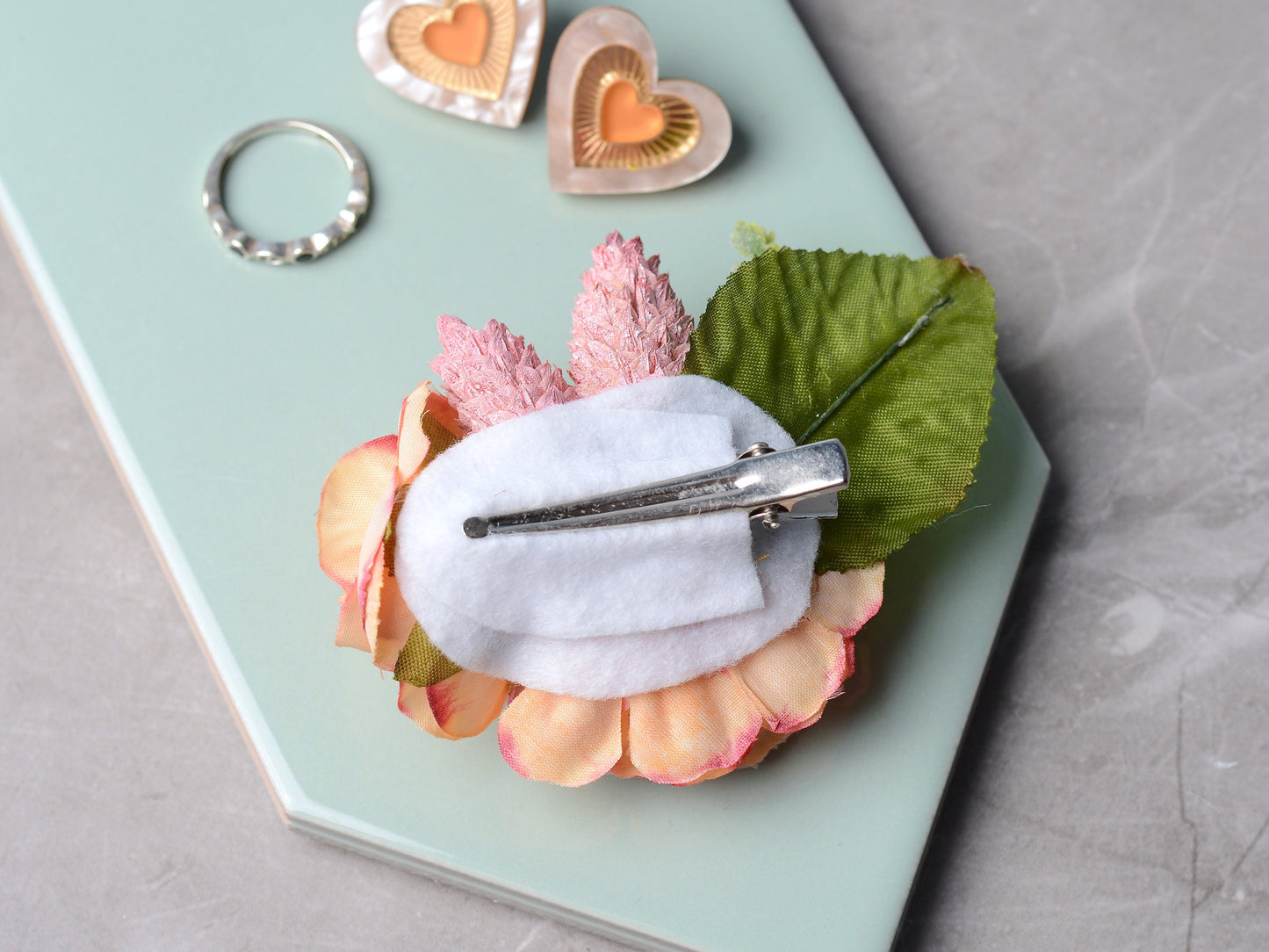 Pink Peony and Rose Flower Hair Clip | Pink Flower Hair Clip | Blossom Hair Clip | Bridesmaids Hair Clip | Bridal Hair Clip