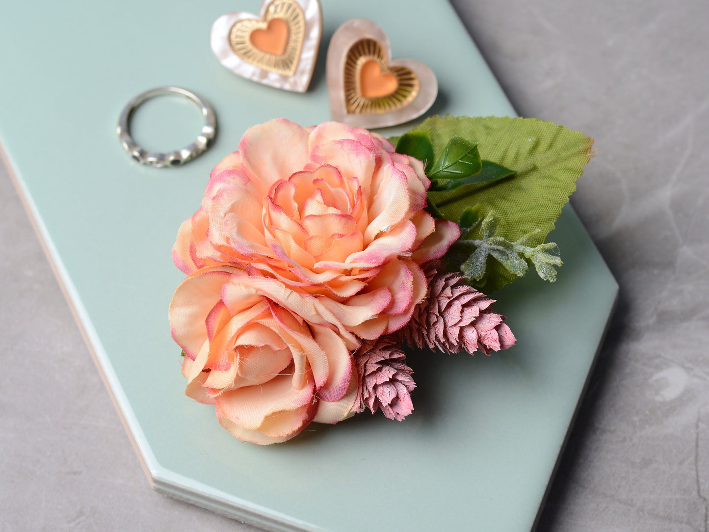 Pink Peony and Rose Flower Hair Clip | Pink Flower Hair Clip | Blossom Hair Clip | Bridesmaids Hair Clip | Bridal Hair Clip