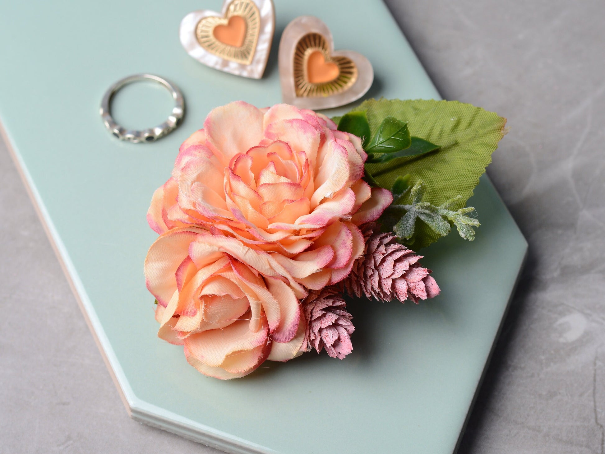 Pink Peony and Rose Flower Hair Clip | Pink Flower Hair Clip | Blossom Hair Clip | Bridesmaids Hair Clip | Bridal Hair Clip