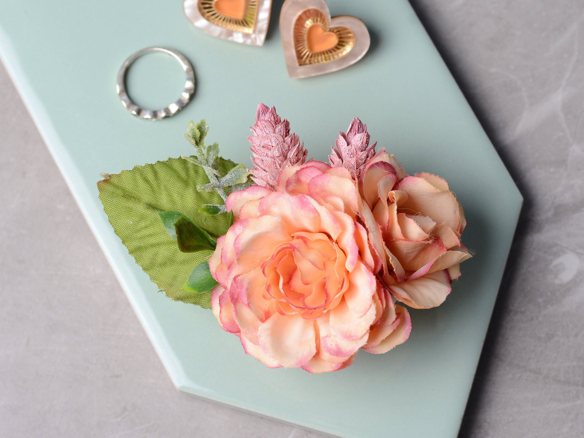 Pink Peony and Rose Flower Hair Clip | Pink Flower Hair Clip | Blossom Hair Clip | Bridesmaids Hair Clip | Bridal Hair Clip