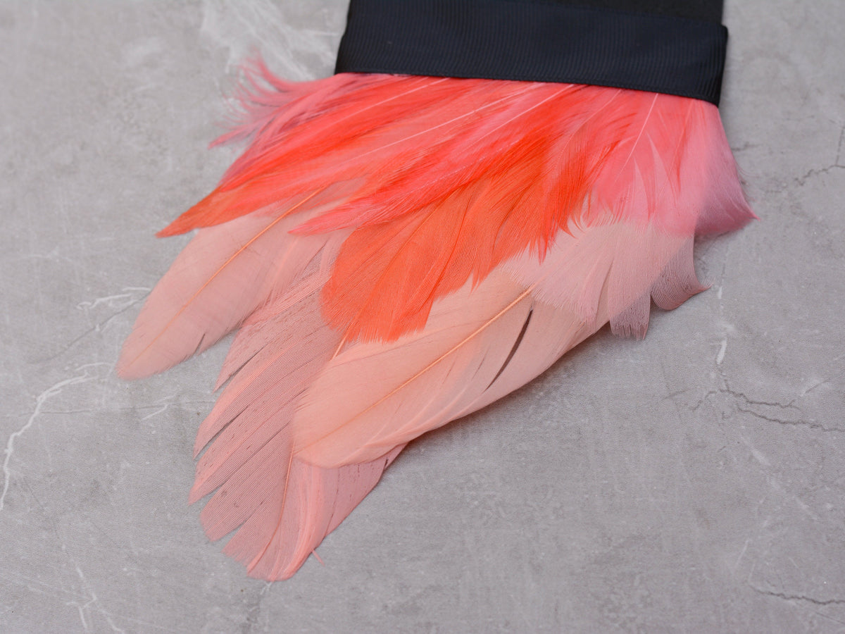 Ombre Flame, Coral and Blush Pink Feather Pocket Square No.276 | Suit Accessory | Feather Neck Tie | Grooms Outfit | Groomsmen | Wedding