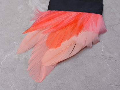 Ombre Flame, Coral and Blush Pink Feather Pocket Square No.276 | Suit Accessory | Feather Neck Tie | Grooms Outfit | Groomsmen | Wedding