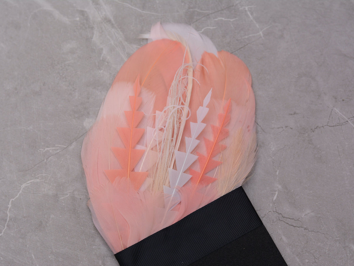 Ombre Ivory and Blush Pink Feather Pocket Square No.277 | Suit Accessory | Feather Neck Tie | Grooms Outfit | Groomsmen Gift | Wedding