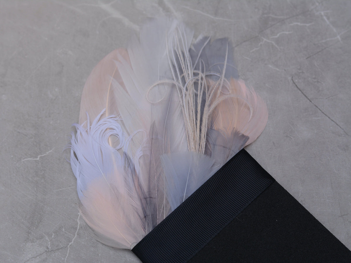 Ombre Ombre Grey and Blush Pink Feather Pocket Square No.270 | Suit Accessory | Feather Neck Tie | Grooms Outfit | Groomsmen Gift | Wedding