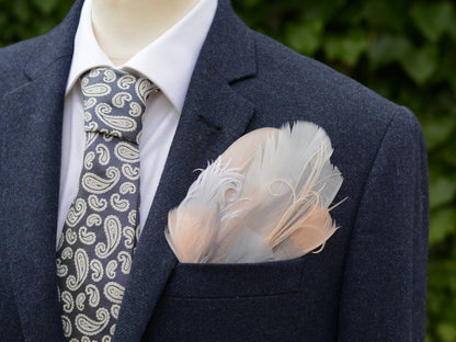 Ombre Ombre Grey and Blush Pink Feather Pocket Square No.270 | Suit Accessory | Feather Neck Tie | Grooms Outfit | Groomsmen Gift | Wedding