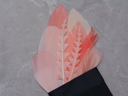 Ombre Ivory and Blush Pink Feather Pocket Square No.273 | Suit Accessory | Feather Neck Tie | Grooms Outfit | Groomsmen Gift | Wedding