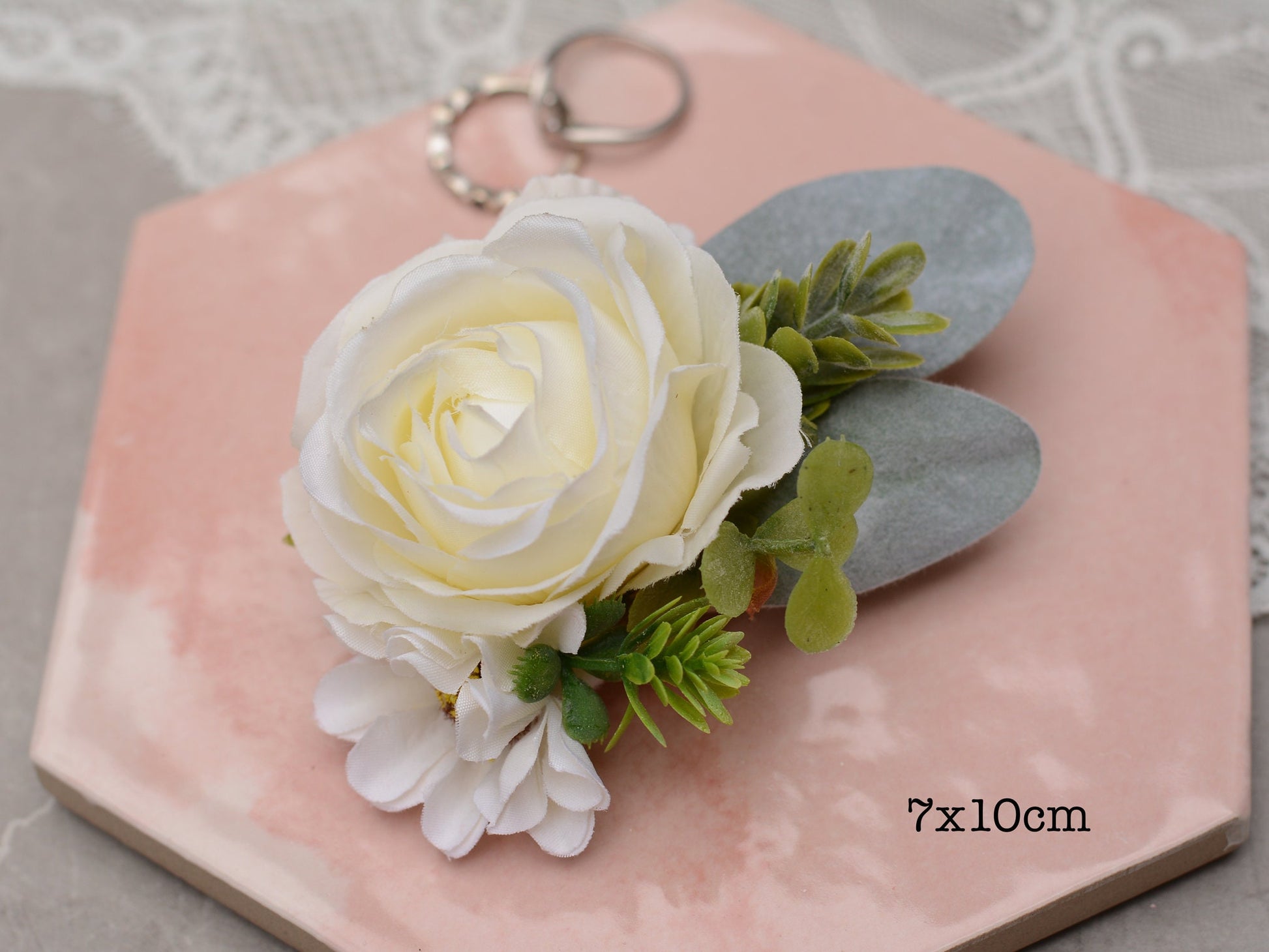 Flower Hair Clip in Ivory Rose and Anemone, Bridesmaids Hair Clip, Bridal Hair Clip