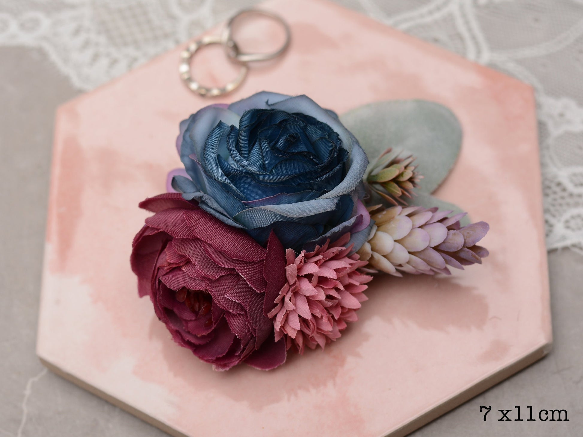 Flower Hair Clip in Plum and Navy Blue | Silk Flower Hair Clip | Bridal Hair Clip | Bridesmaids Hair Clip | Flower Girl