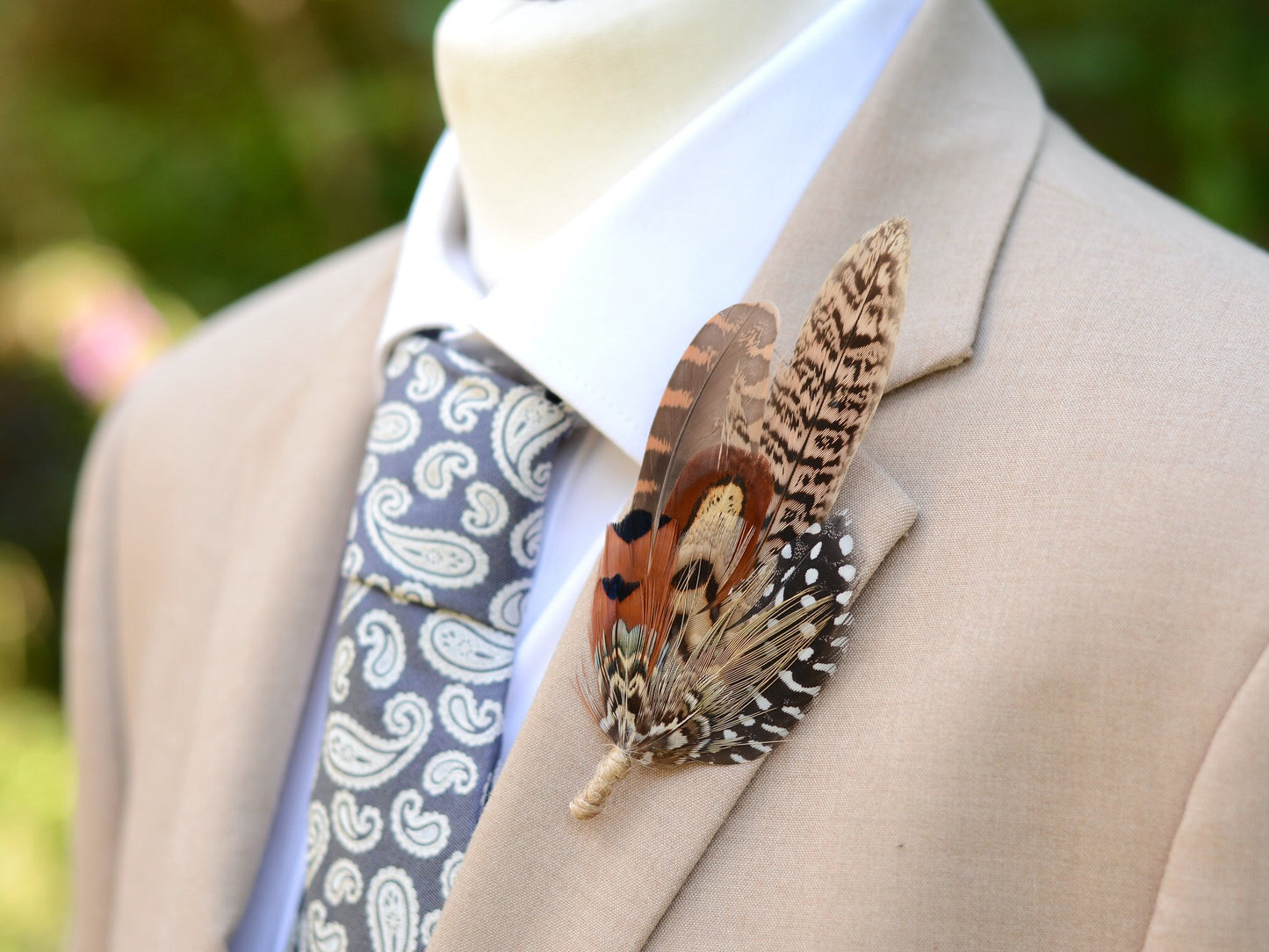 Natural Pheasant Feather Pin / Hat Pin | Pheasant Feather Boutonniere | Pheasant Feather Brooch