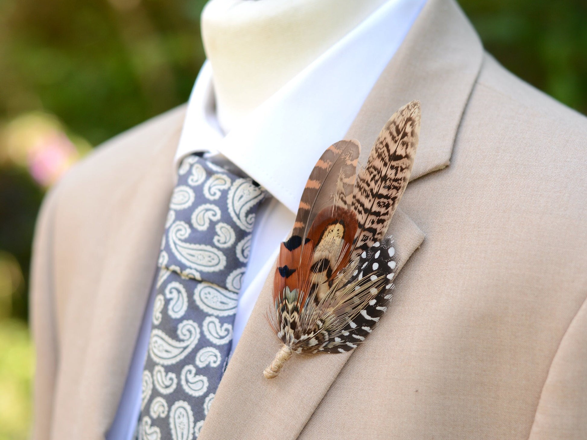 Natural Pheasant Feather Pin / Hat Pin | Pheasant Feather Boutonniere | Pheasant Feather Brooch