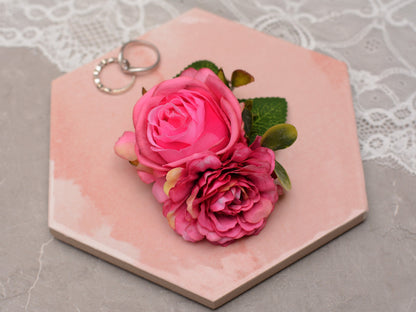 Bright Pink Rose and Peony Flower Hair Clip | Silk Flower Hair Clip | Bridal Hair Clip | Bridesmaids Hair Clip | Flower Girl
