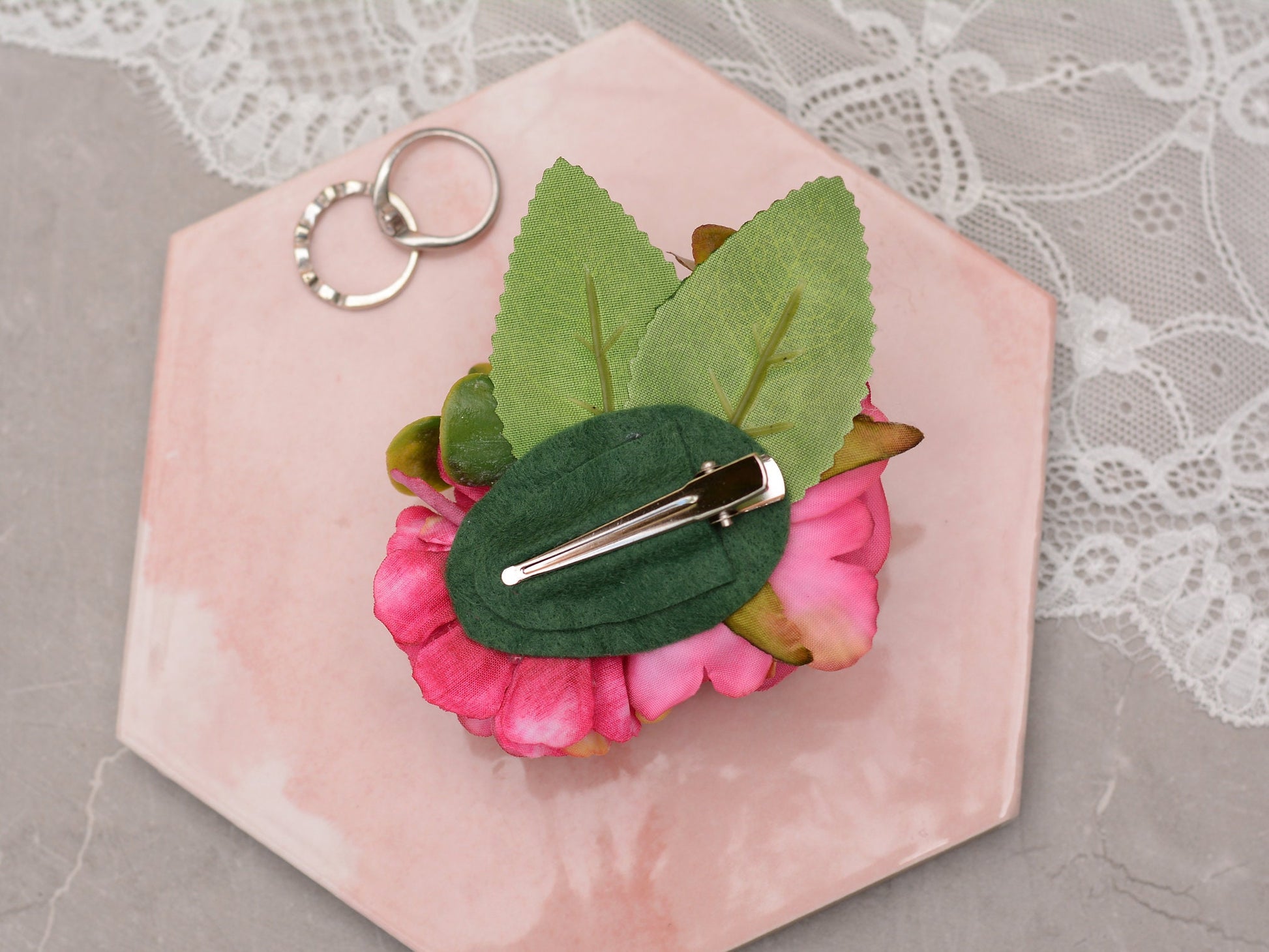 Bright Pink Rose and Peony Flower Hair Clip | Silk Flower Hair Clip | Bridal Hair Clip | Bridesmaids Hair Clip | Flower Girl