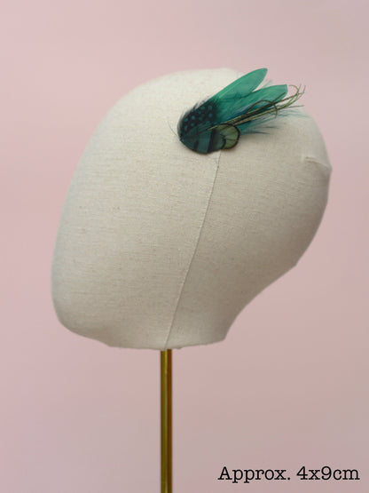 Small Green Feather Hair Clip | Pheasant Feather Hair Clip | Feather Fascinator | Bridal | Bridesmaid Hair Clip | Wedding Fascinator