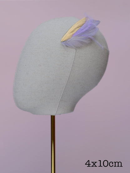 Lavender Purple and Gold Small Feather Hair Clip | Purple Feather Hair Clip | Feather Headpiece | Wedding Fascinator