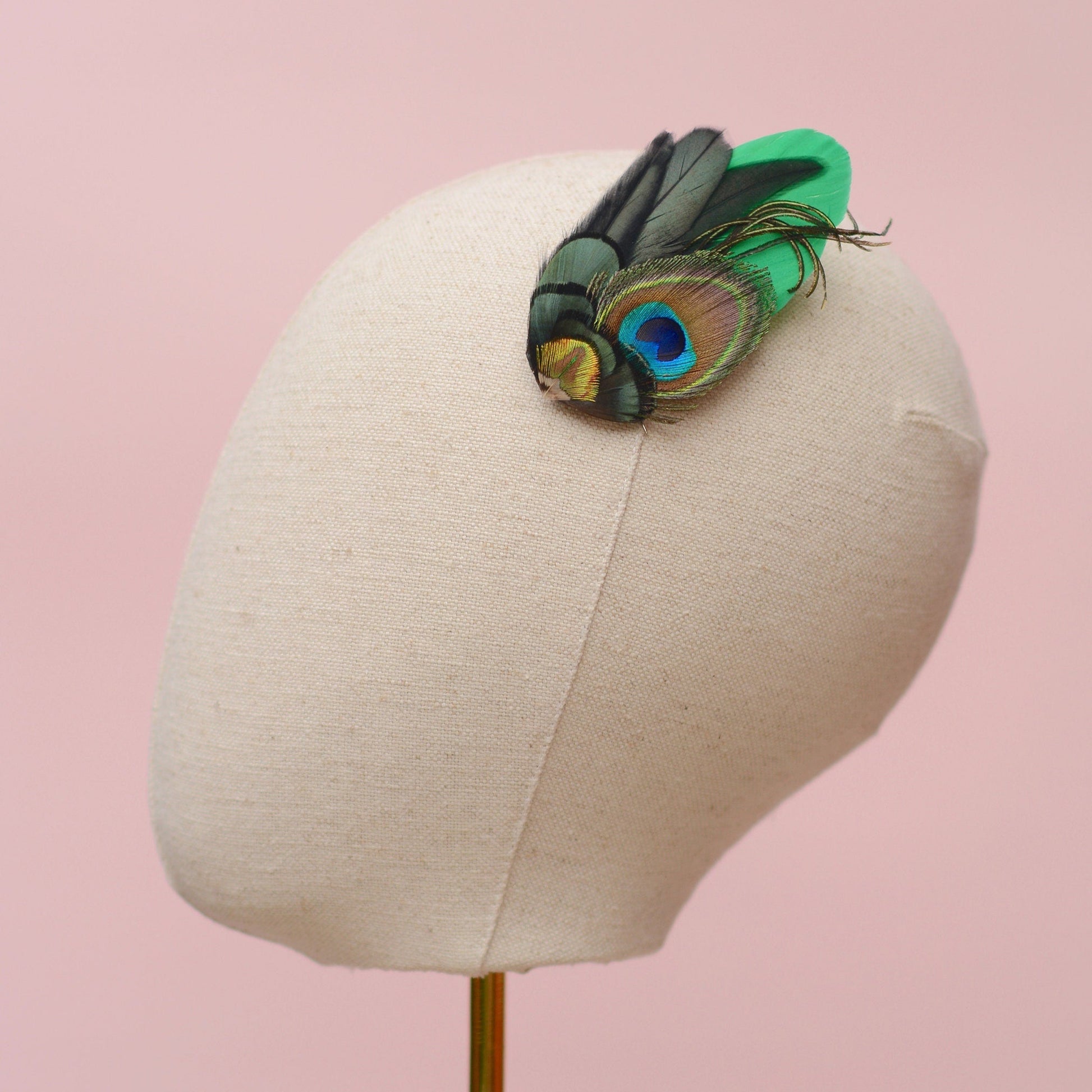 Emerald Green and Peacock Feather Hair Clip | Peacock Feather Fascinator | Peacock Feather Headpiece | Bridal Hair Clip | Bridesmaid