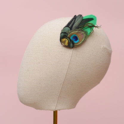 Emerald Green and Peacock Feather Hair Clip | Peacock Feather Fascinator | Peacock Feather Headpiece | Bridal Hair Clip | Bridesmaid