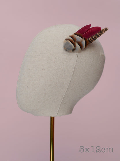 Burgundy, Partridge and Pheasant Feather Hair Clip | Pheasant Feather Fascinator | Feather Headpiece | Bridesmaid Hair Clip