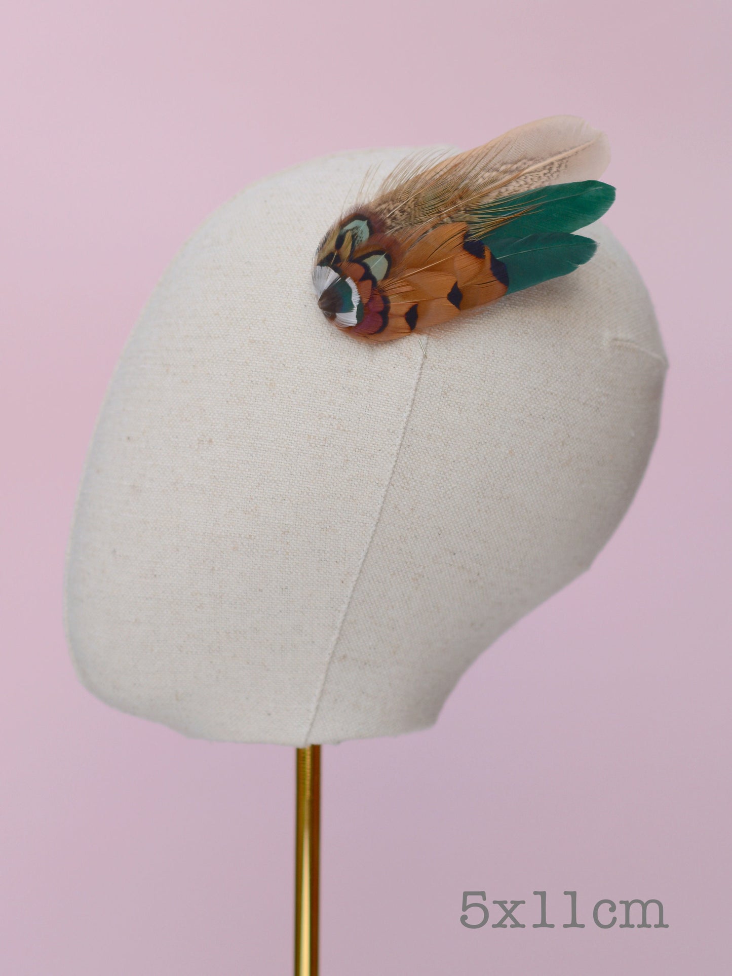 Bottle Green and Copper Pheasant Feather Hair Clip | Feather Fascinator | Bridal | Bridesmaid Hair Clip | Wedding Fascinator