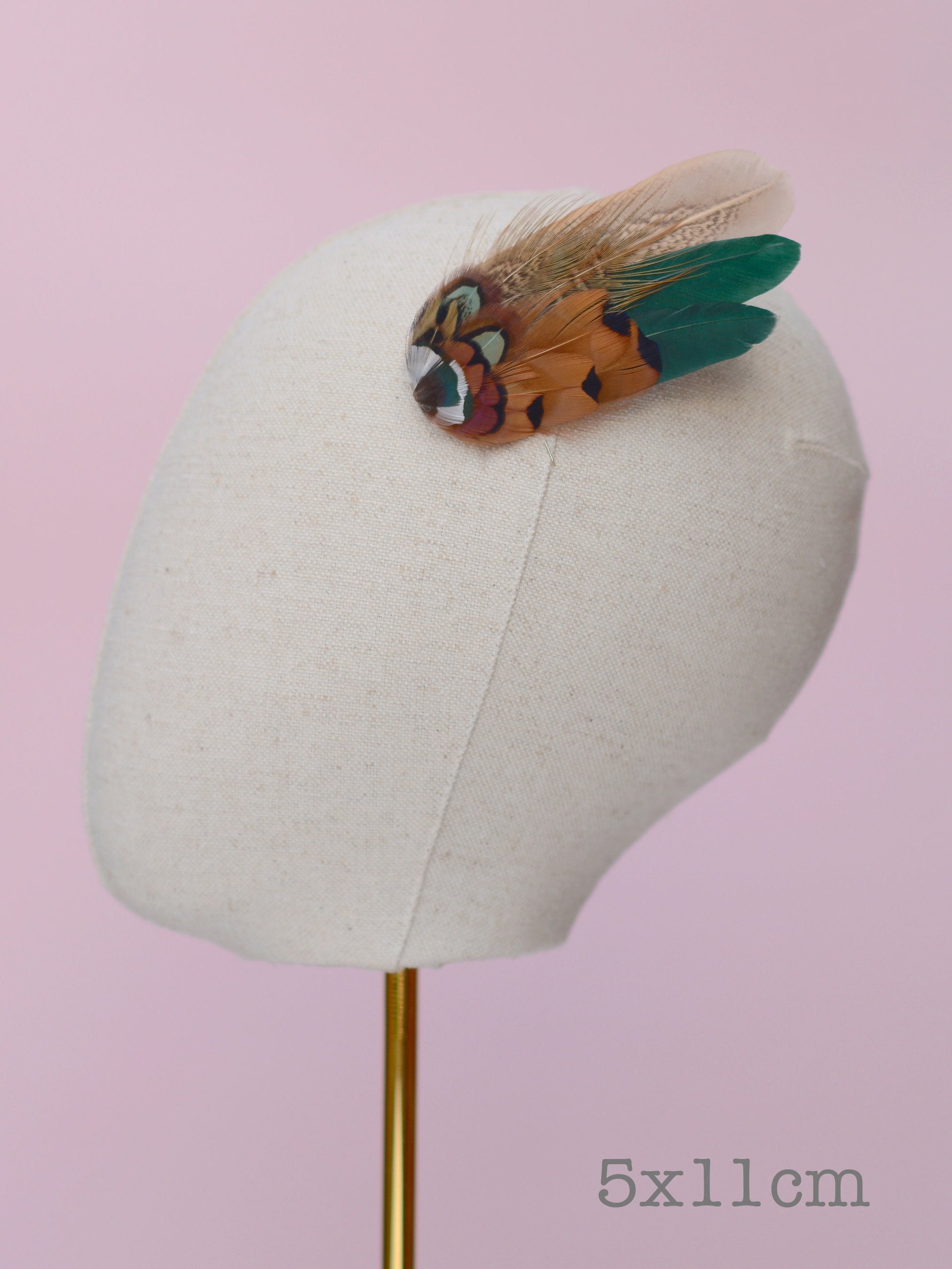 Bottle Green and Copper Pheasant Feather Hair Clip | Feather Fascinator | Bridal | Bridesmaid Hair Clip | Wedding Fascinator