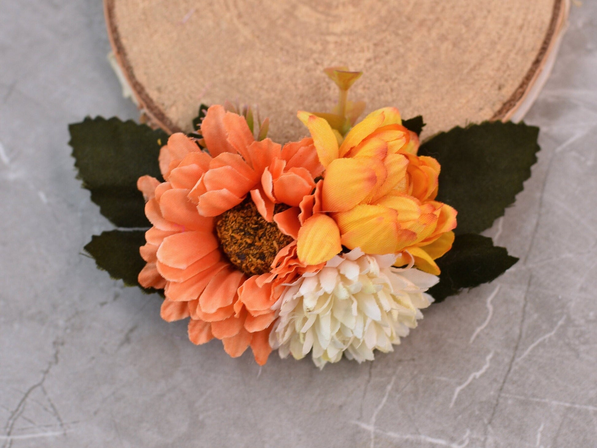 Orange and Ivory Flower Hair Clip | Orange Flower Hair Clip | Orange Hair Clip | Bridesmaids Hair Clip | Bridal Hair Clip | Fall Wedding