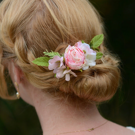 Blush Pink Rose Hair Clip | Bridal Headpiece | Floral Headpiece | Bridal Hair Clip | Flower Headpiece | Flower Hair Clip