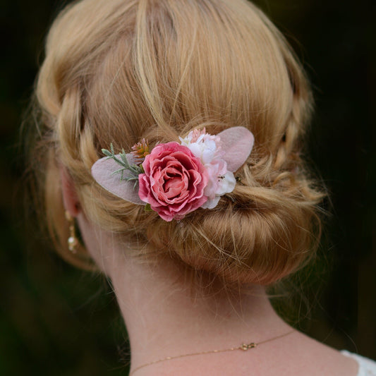 Pink Peony Hair Clip | Silk Flower Hair Clip | Bridesmaids Hair Clip | Floral Headpiece | Bridal Hair Clip | Flower Bun Clip