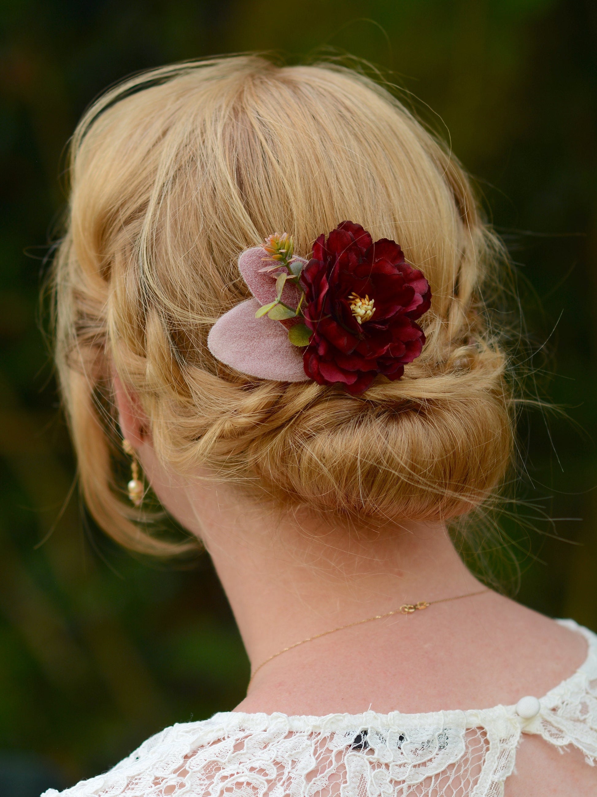 Burgundy Peony Flower Hair Clip | Silk Flower Hair Clip | Bridal Hair Clip | Bridesmaids Hair Clip | Floral Headpiece